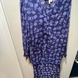 Size 12 2pc Set-Boutique Europa purple blue color with white flowers dress/top